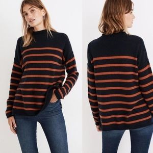 Madewell Striped Whitworth Mockneck Sweater in Coziest Yarn